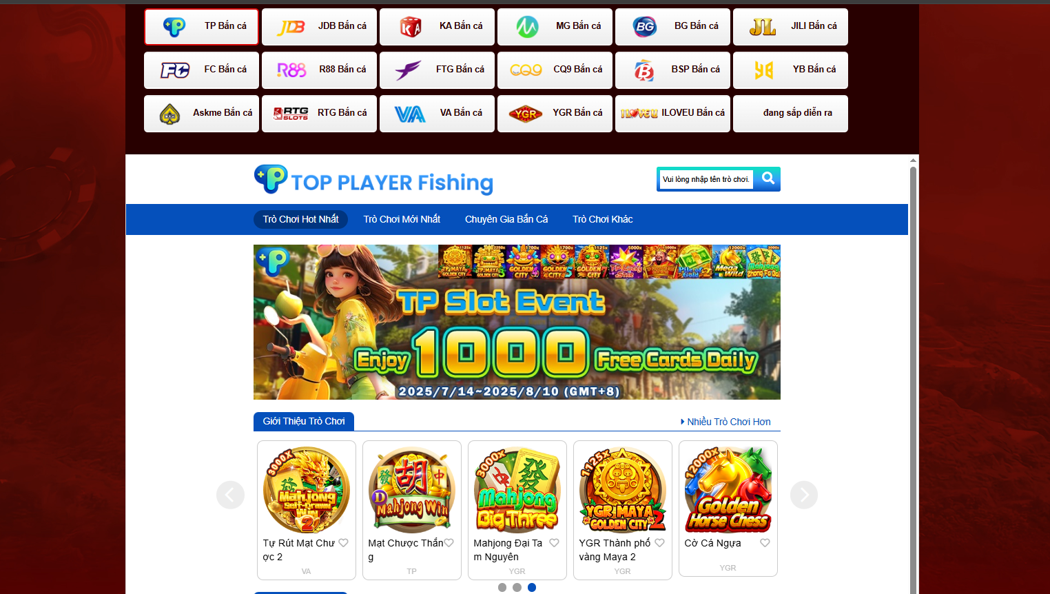 Tổng quan sảnh bắn cá